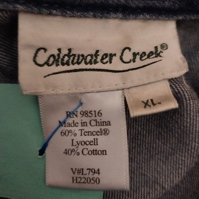 Coldwater Creek Denim Jacket XL Tencel Cotton Lightweight Long Sleeve China
