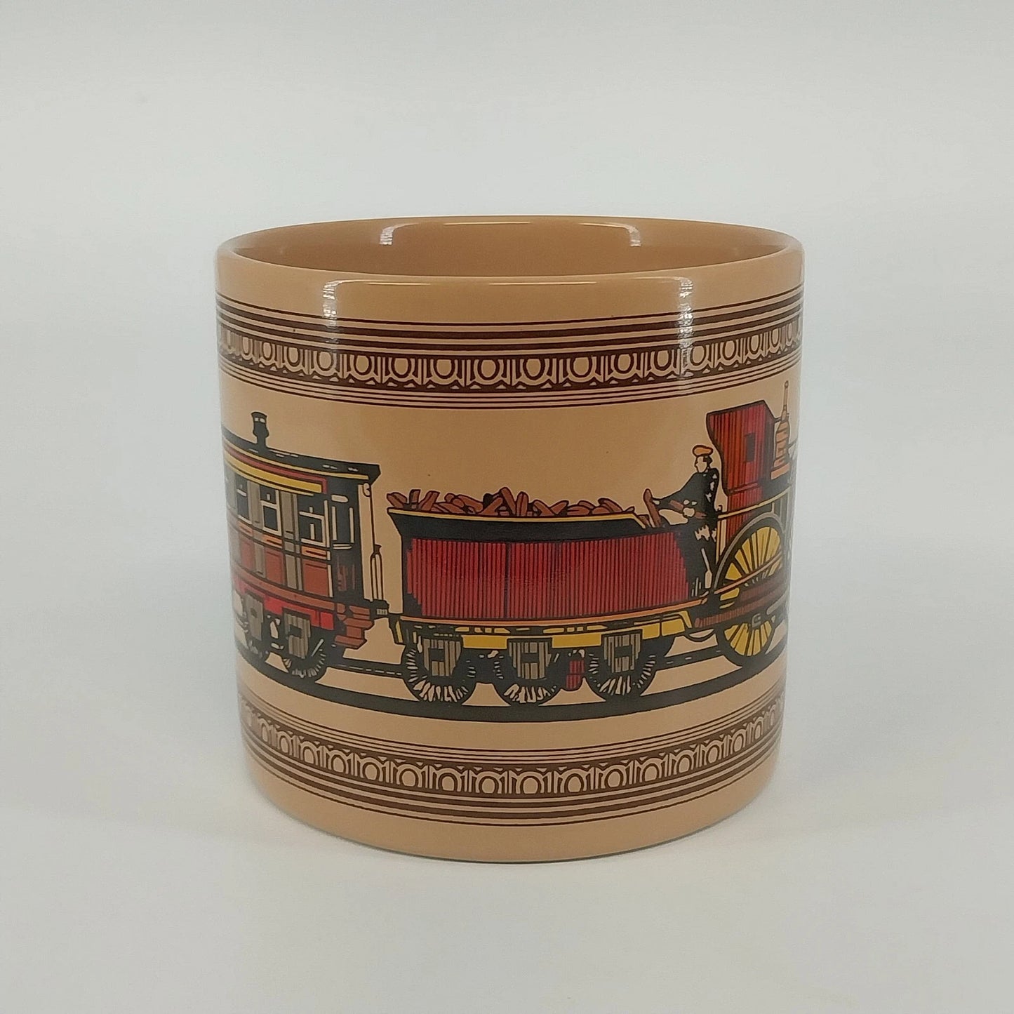 Chaps Railroad Steam Engine Train Coffee Mug Brown Ceramic Thailand Vintage