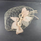 Beige Half Length Face Veil with Floral Pedals and Bow Starched Vintage