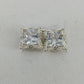 Square Clear Crystal Halo Stud Earrings Silver Tone Princess Cut Unbranded