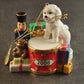 The Danbury Mint Christmas Ornament Drummer & Bichon Frise Dog 2008 Vintage