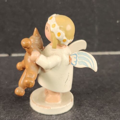 Erzgebirge Expertic Wendt Kuhn Marguerite Angel w Teddy Bear Vintage 1.5" Tall