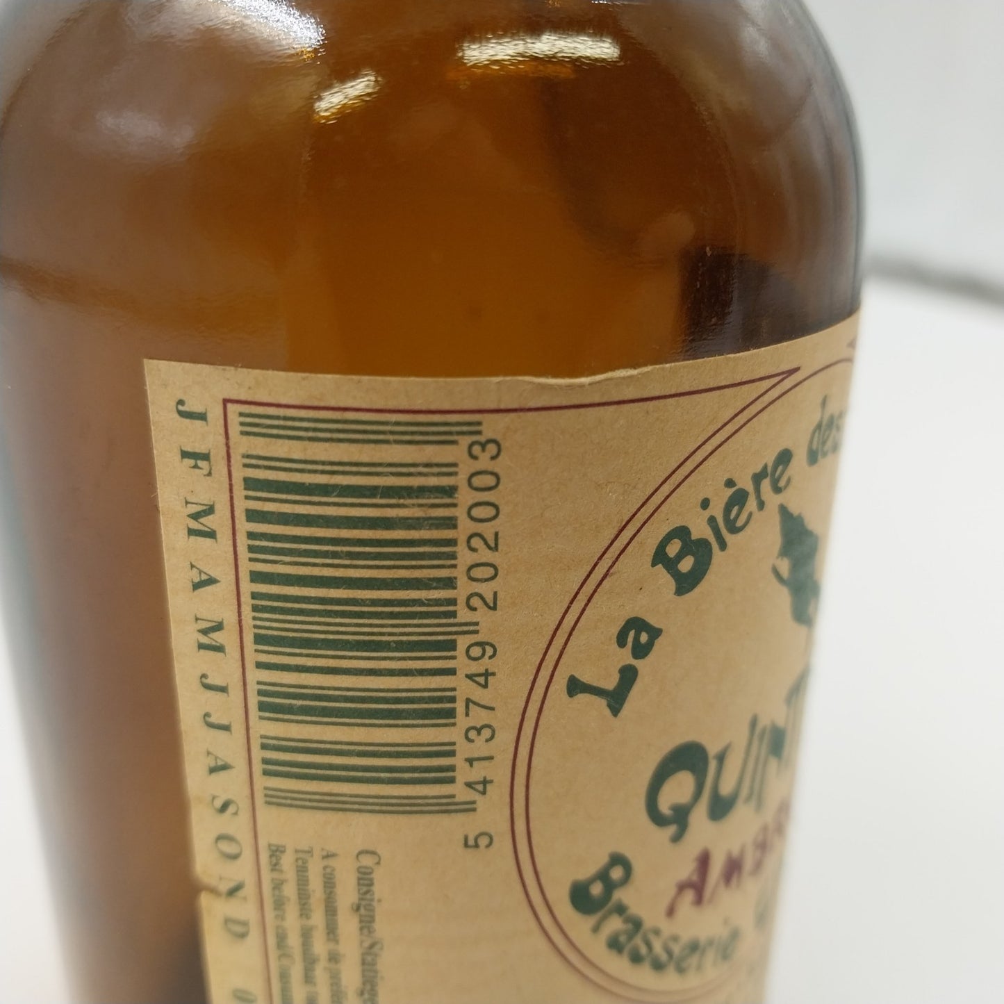 La Biere Des Collines QUINTINE Ambree Brasserie Ellezelloise Alcohol Bottle 8"