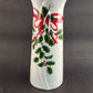 Ribbon and Holly Flower Vase with Leaves and Red Berries and a Red Bow 11½" H