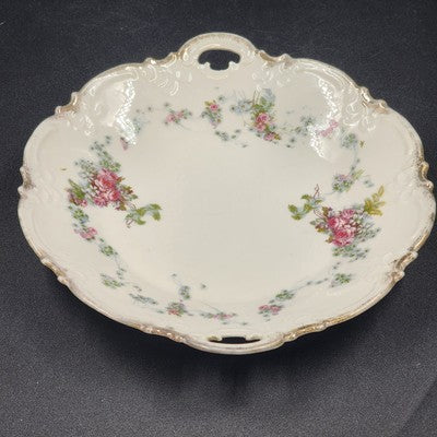 Haviland Limoges "Rebecca" Round Serving Tray – 10" Porcelain with Scalloped Edge, Raised Trellis & Rose Floral Design – Vintage French Tableware