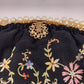 Black French Evening Clutch Bag Wrist Strap French Knot Embroidered Pearls 1930s