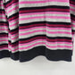Studio Works Women’s 1X Pink Gray Black Striped V Neck Long Sleeve Pullover Top