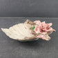 Capodimonte Large Rose Flower with Leaf Candy Dish Vintage Made in Italy 9" Long