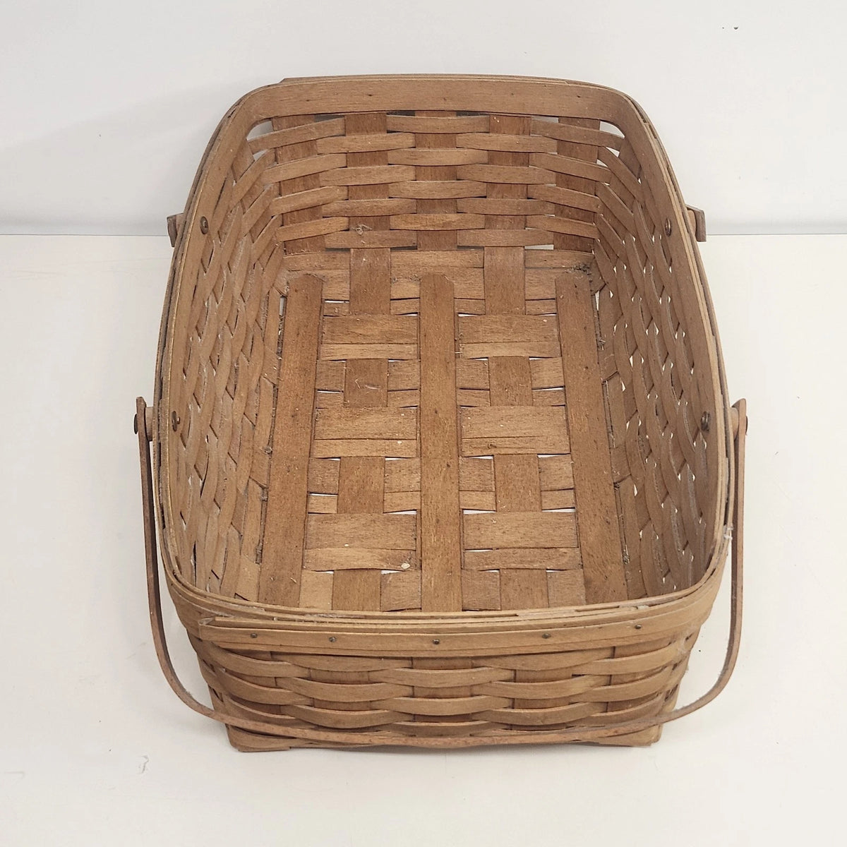 Longaberger 1989 Large Market Basket Double Swing Handles 19" Signed Ohio