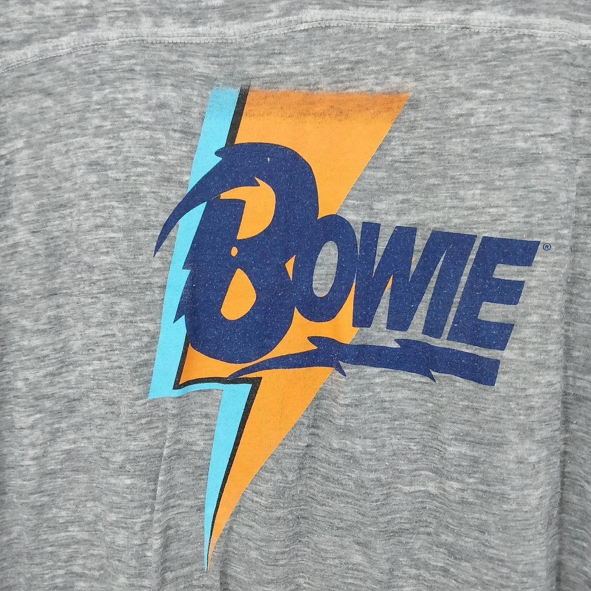David Bowie Graphic V-Neck T-Shirt Women's XL Gray Burnout Hi-Low Varsity Tee