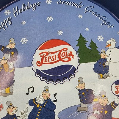 Metal Soda Pop Retro Serving Tray Pepsi-Cola Holiday Season's Greetings 11.75"