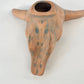 Handcrafted Ceramic Steer Skull 4" Orange Blue Glaze Bull Horns Folk Figurine