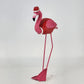 Christmas Flamingo Figurine 11" Resin & Wire Pink Holiday Decor Knit Coat & Hat