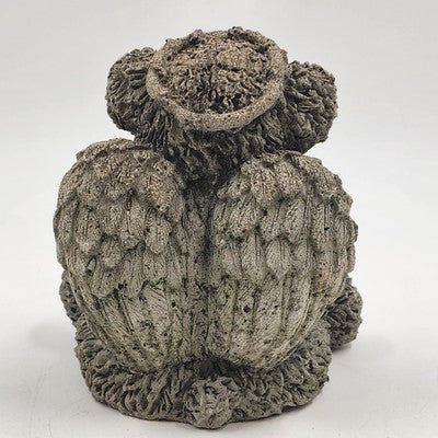 Angel Bear Brown Concrete Statue Halo Wings Cross Garden Decor 6"