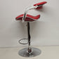 Red Adjustable Height Vinyl Bar Stool with Arms Chrome Footrest Pneumatic NOS