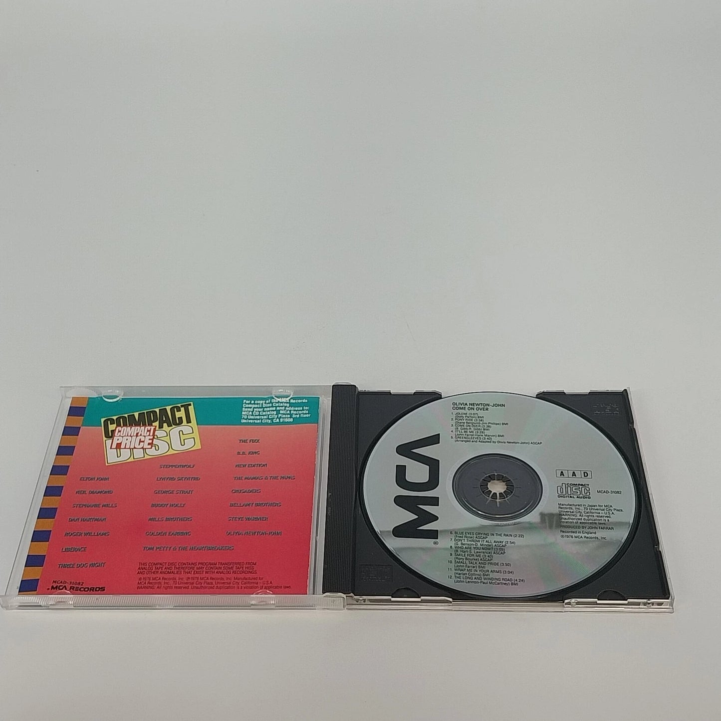 Olivia Newton-John Come On Over CD 1976 MCA Records Country Pop Soft Rock AAD