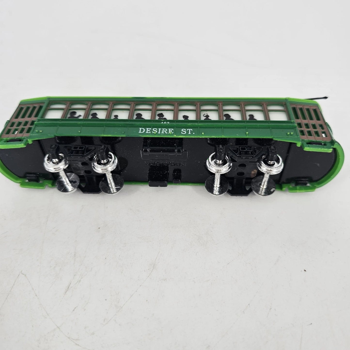 Desire Street Streetcar Toy Figure Train Green Plastic Trolley 5.5" Long Vintage