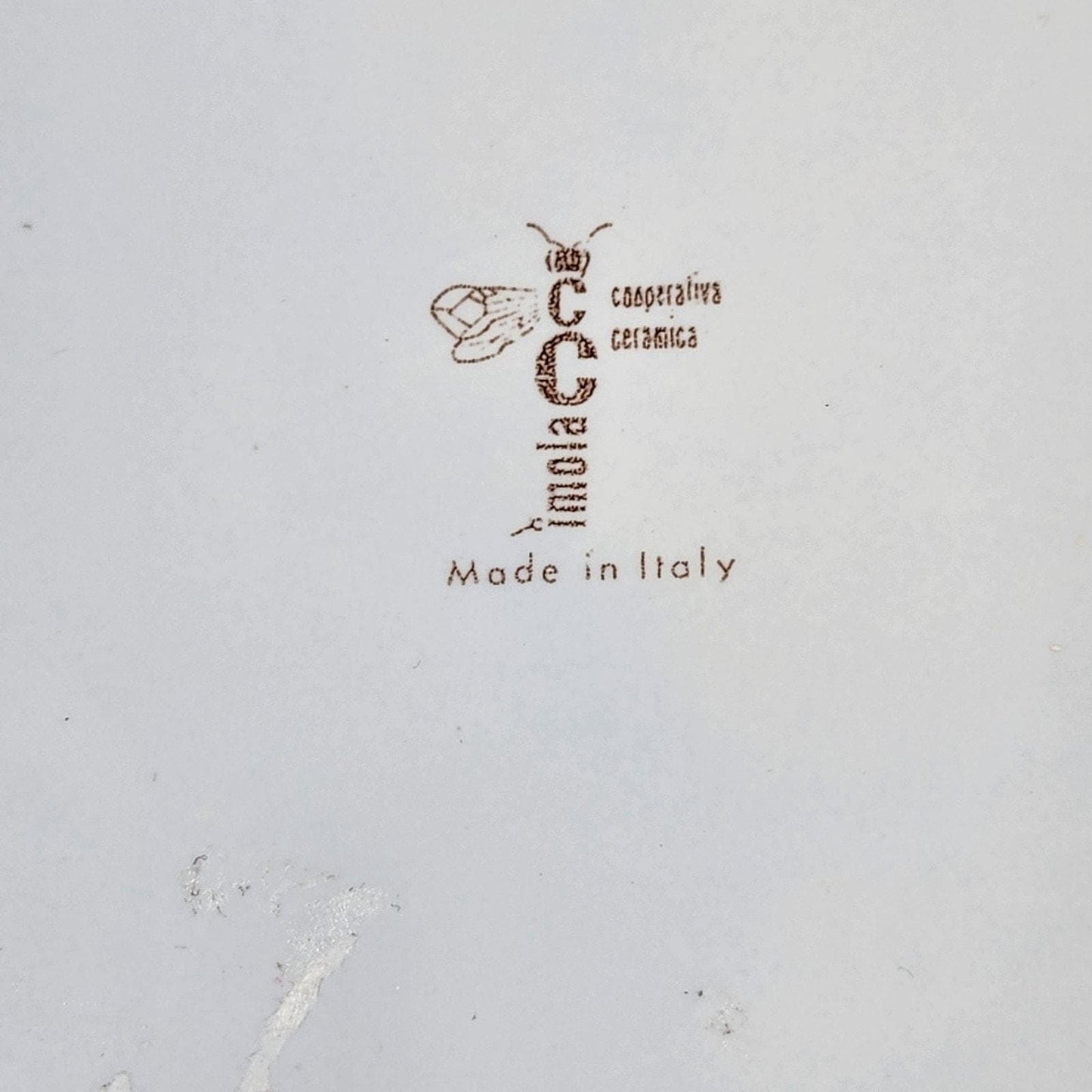 Faenza Italy CACF Ceramic Dish Garofano Carnation Pattern Green Trim 8 Inch