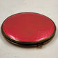 Guilloche Enamel Compact Hot Pink Red Mirror Brass Rim West Germany
