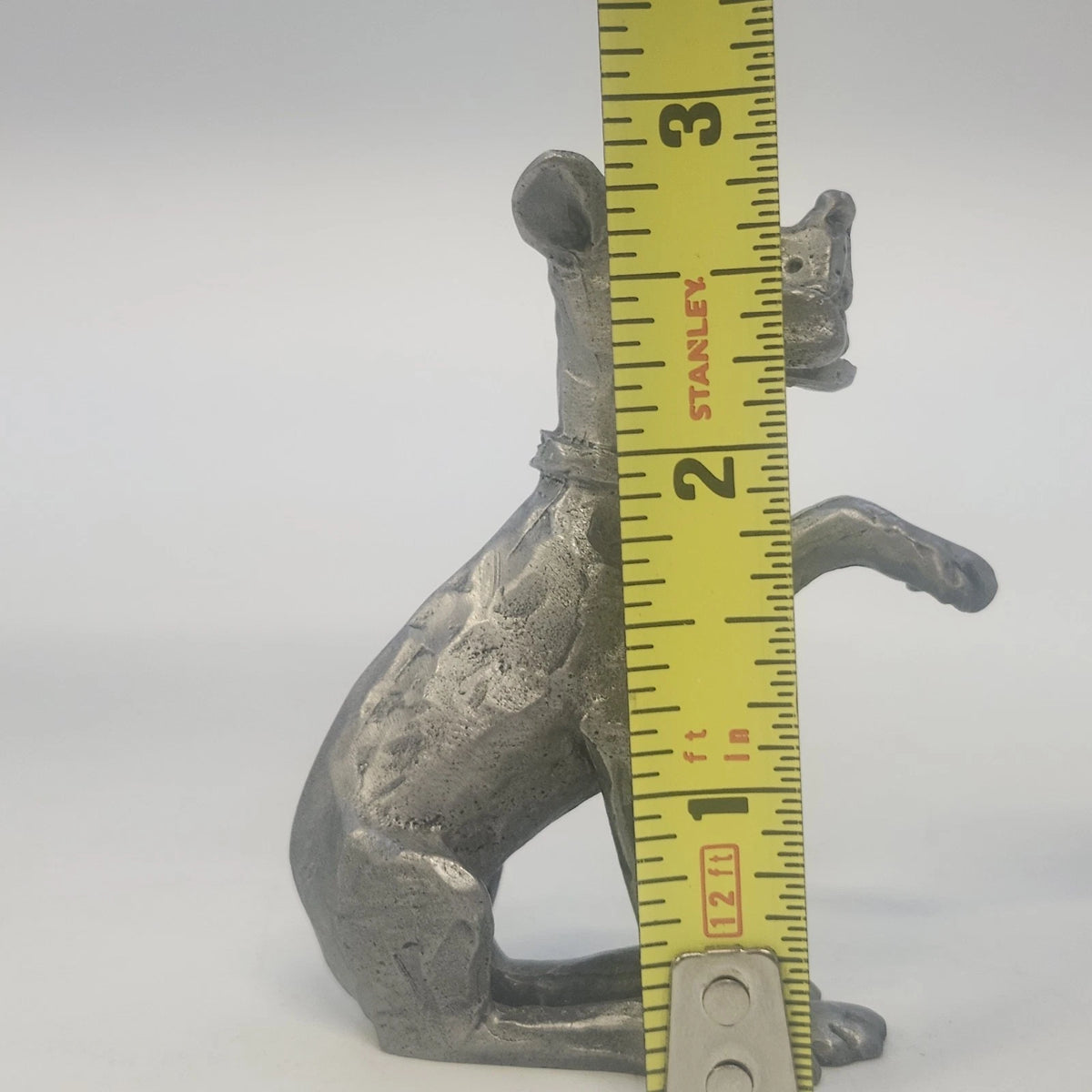 Kelly Waters Pewter Cartoon Dog 3" Seated Puppy Raised Paw Bone Animal Figurine