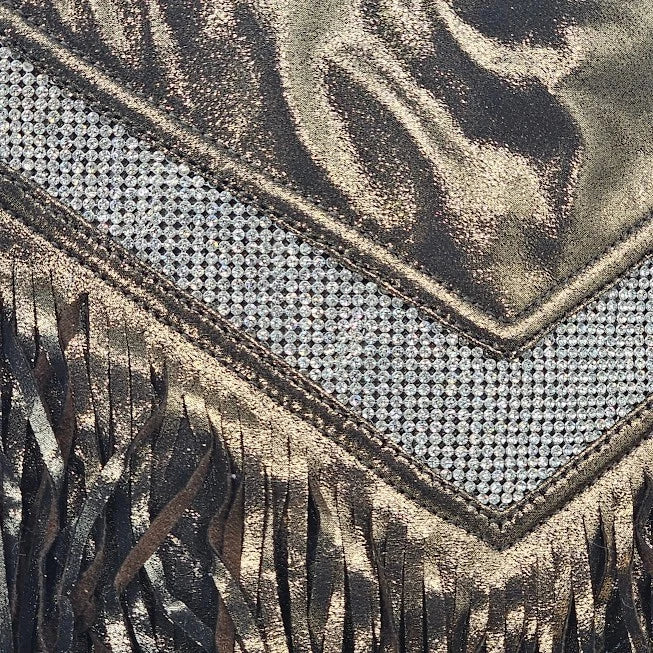 Charming Charlie Gray Fringe Handbag Shimmering Bling Y2K Shoulder Bag Boho 14"