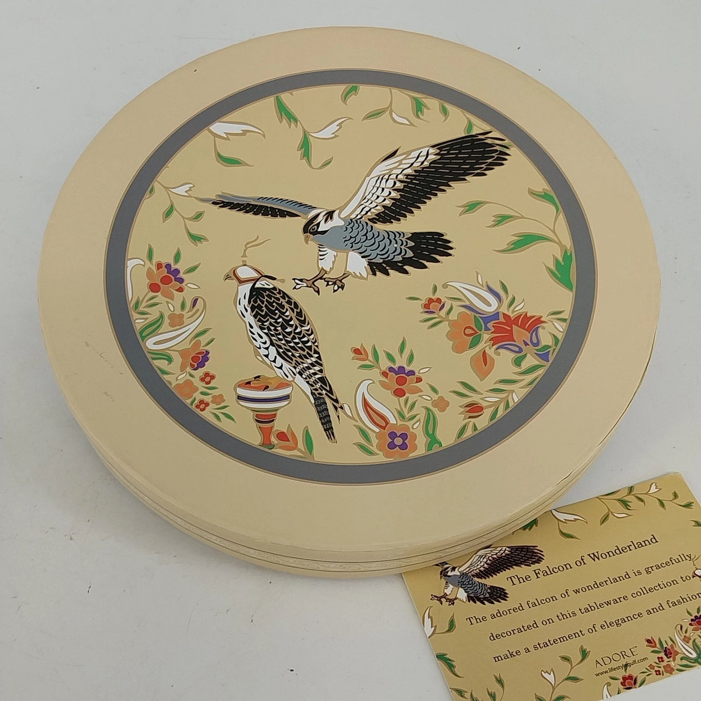 Adore Falcon of Wonderland China Plate 7.5" Bird & Floral Collectible Boxed Vtg