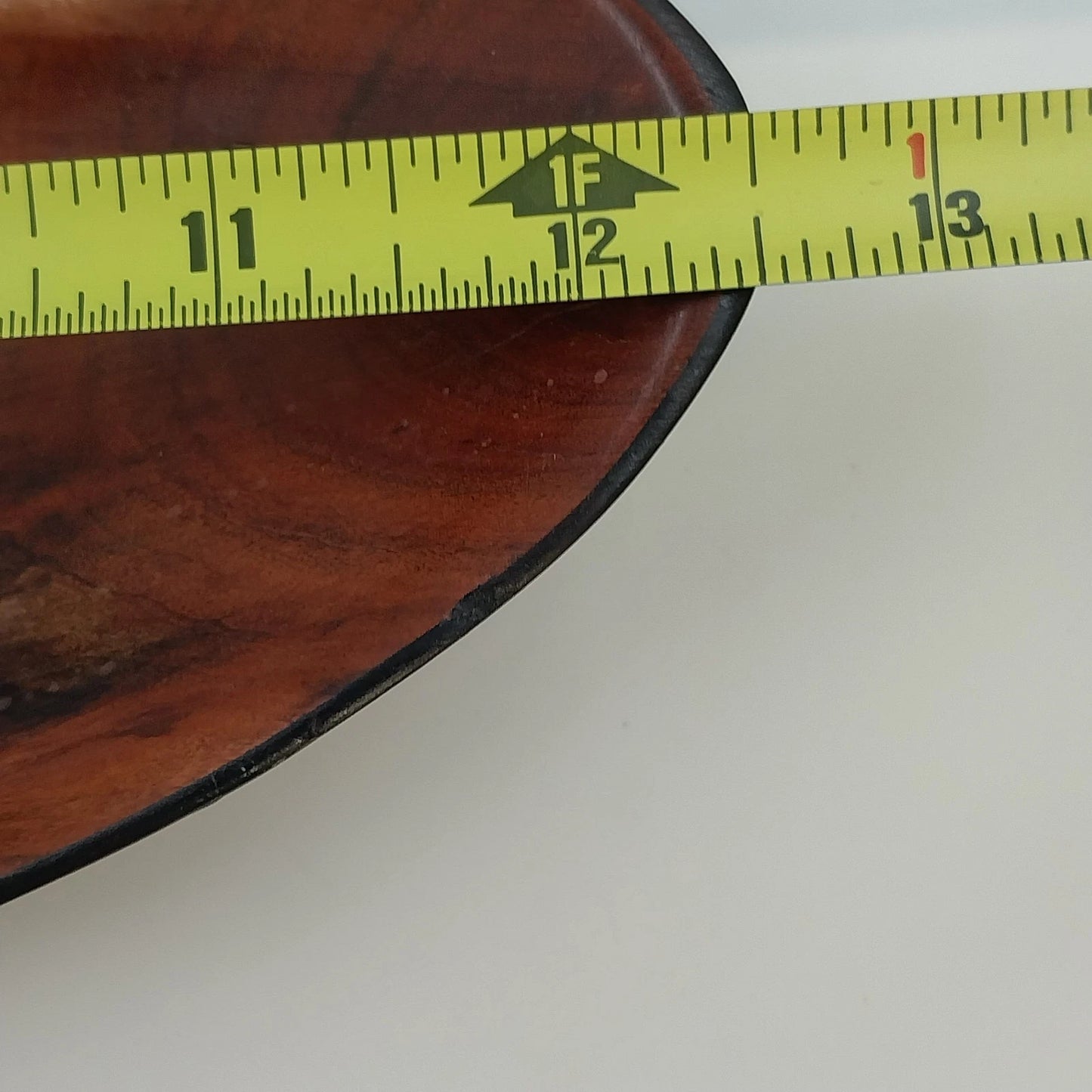 South African Hand Carved Hand Painted Wood Oval Decorative Bowl Abstract 12.5"