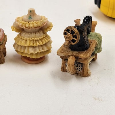 Popular Imports TS447 8pc Mini Tea Set Sewing Machine Polystone Resin Decor