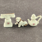 Set 3 Piece Vintage Miniature Porcelain Japan Telephone Teapot Dog Shadow Box