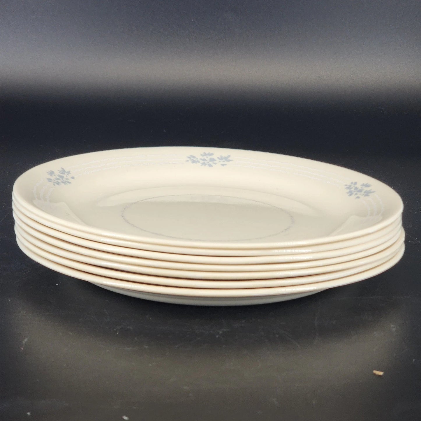 Corelle Blue Lace Bouquet 7.25 Inch Plates Set of 7 Vintage