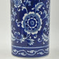 Pier 1 Import Porcelain Mandarin Cobalt Blue White Floral Utensil Holder Vase 8"