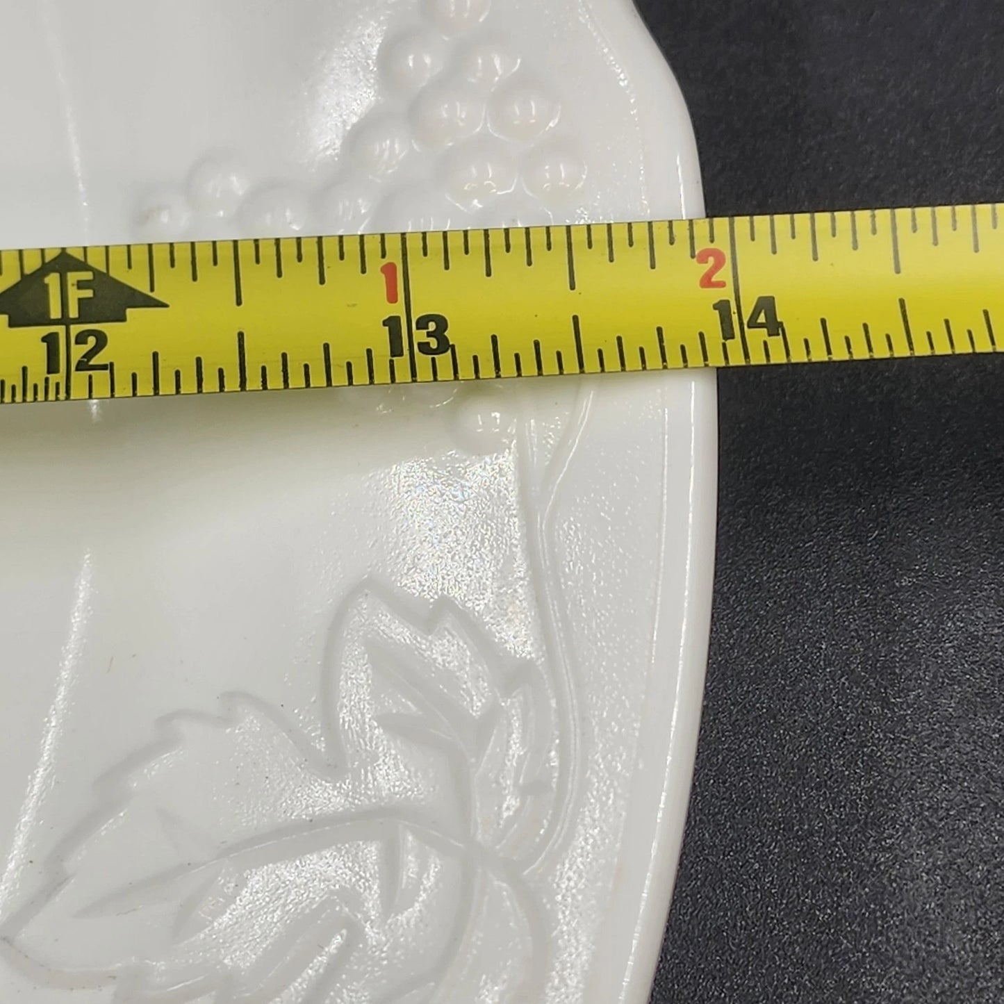 Indiana Milk Glass Platter 14" Round Harvest Grape Scalloped Torte Plate Vintage