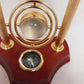 Bulova Wrexham Crystal Globe Sphere Clock Gyroscope Compass Wood Brass Frame