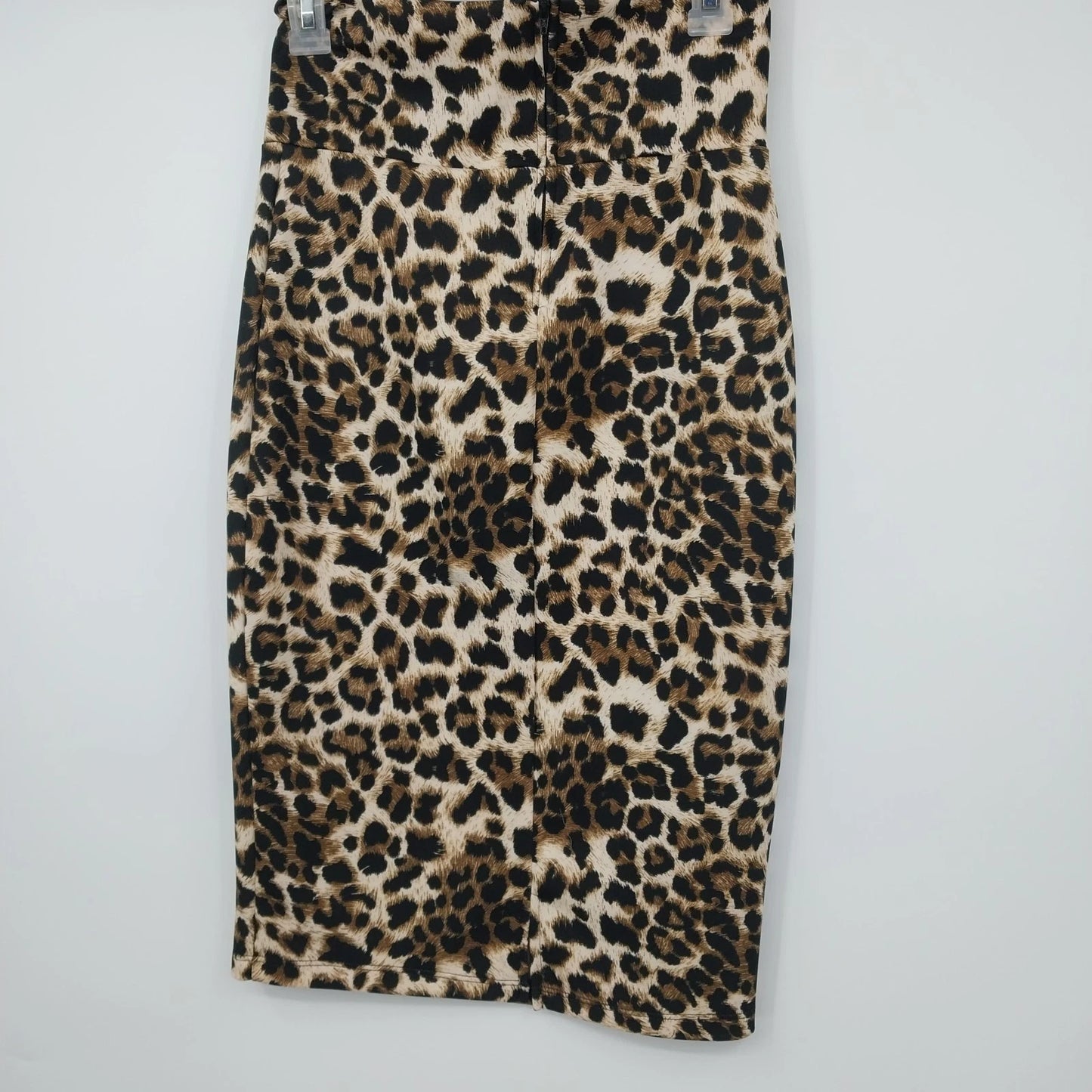 La Scala Leopard Print Pencil Skirt Womens Large High Waist Midi