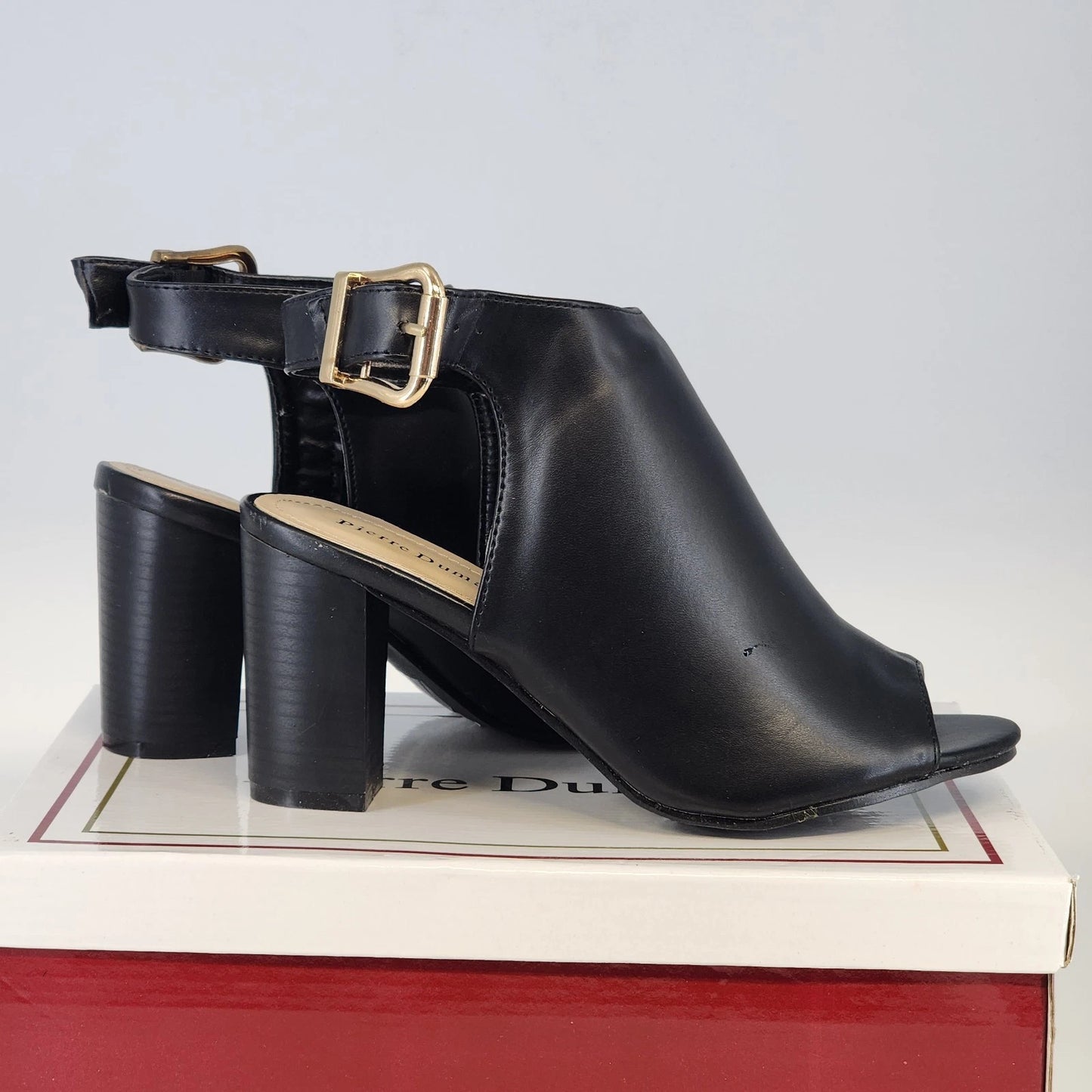 Pierre Dumas Holly 1 Peep Toe Ankle Boots Black Women Size 8