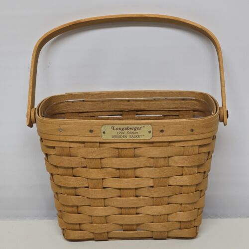 Longaberger Dresden Tour Basket 1994 Edition Plastic Protector Hinged Handle