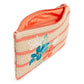 Vera Bradley Coral Straw Wristlet Rain Forest Lily Zip Pouch 10x7 Cosmetic Bag