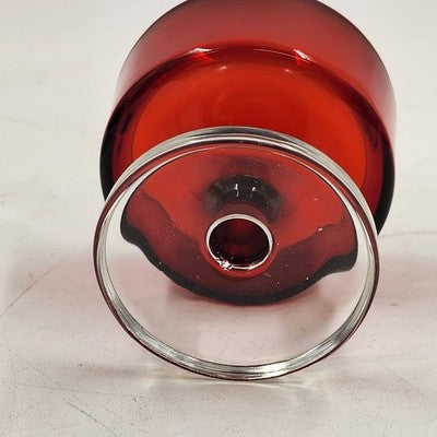 4 Ruby Red & Clear Sundae Glasses Luminarc France Champagne Cocktail Dessert Vtg