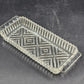 Clear Glass Relish Tray Dish X Pattern Ribbed Sawtooth Edges Handles 10" Serving