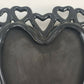 Westmoreland Black Glass Open Lace Heart with Glass Yellow Rose Decor 6¾" x 7¼"