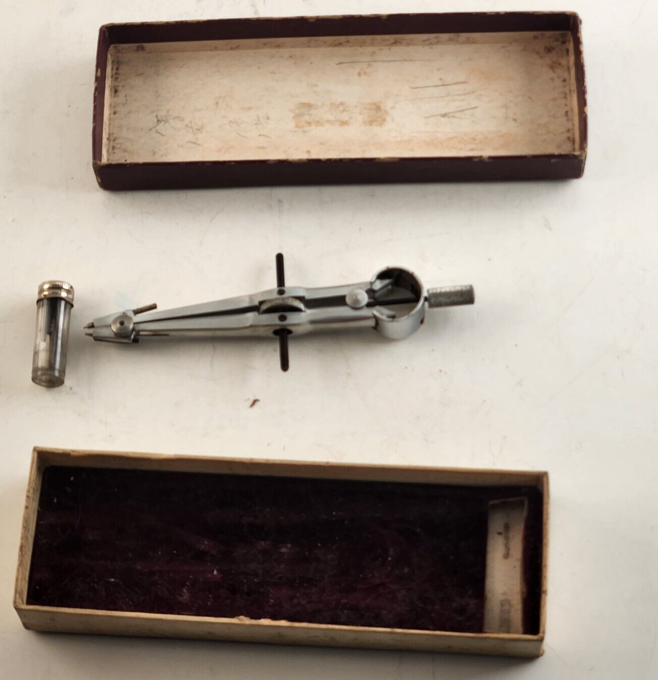 Compass Instrument And Optical Drawing/Drafting Tool With Original Case Vintage