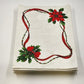 Set of 11 White Damask Placemats 18"x13" Holly Poinsettia Christmas Design