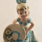 Lefton Southern Belle Girl Figurine Blue Dress Hat Japan 1960 Porcelain 5" #2354