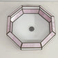 Octagon Leaded Stained Glass Ceiling Lamp Shade Pink White Slag Glass 13”x11"