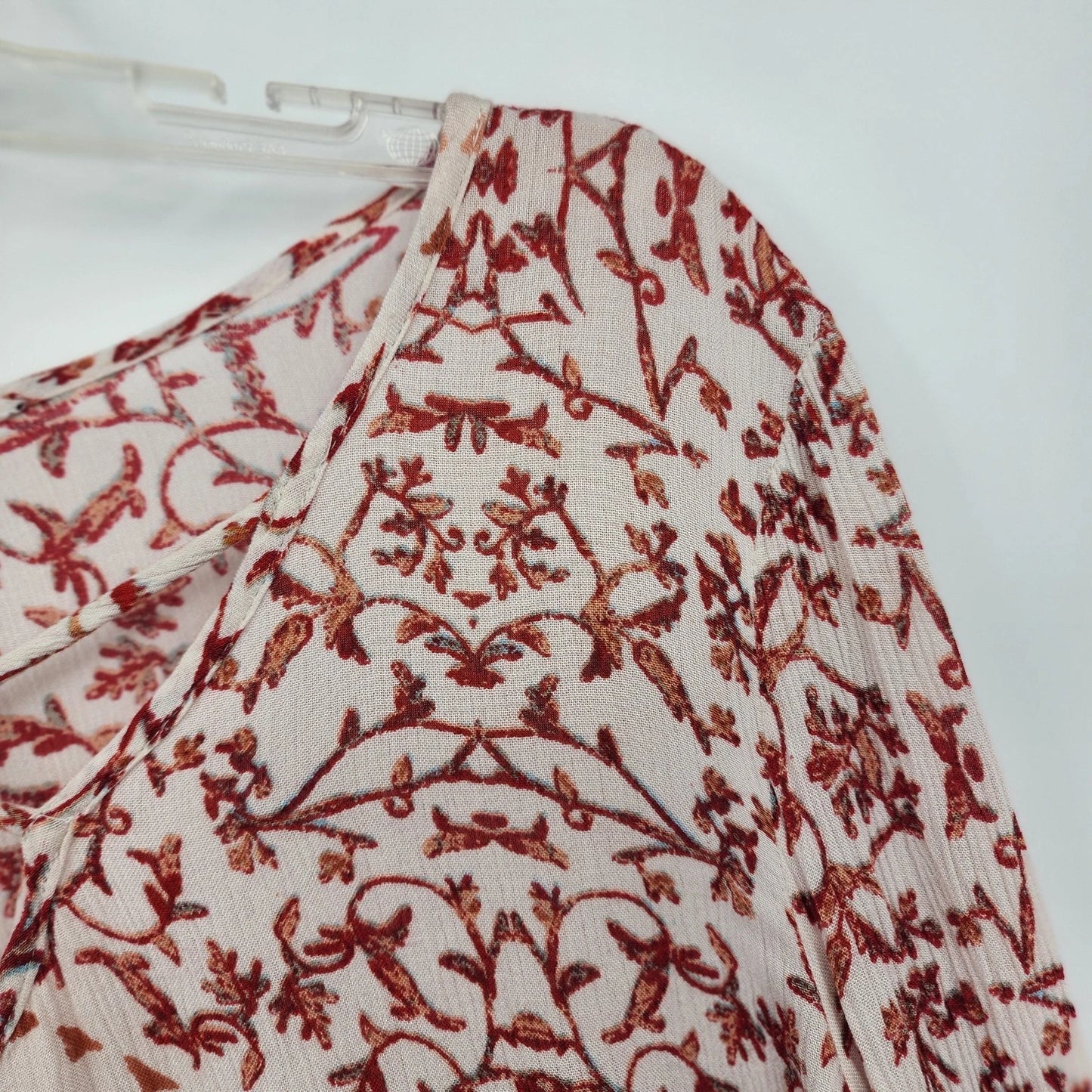 Women's Boho Embroidered Crop Top Medium White Floral Blouse