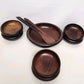 Wooden Salad Bowl Set 9 Pc Serving Snack Vintage Haitian Fork Spoon Vintage 70s