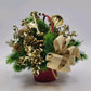 Floral Arrangement Christmas Basket Greenery Holly Red Basket 10" Gold Bow