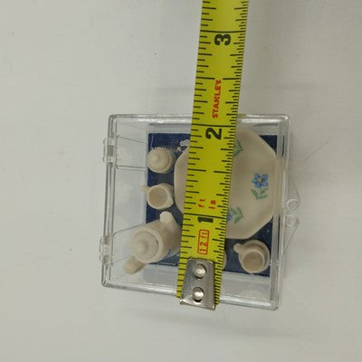 10-Piece Miniature Tea Set White Blue Floral Just For You 2" Decorative