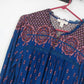 Vintage America Blues Women's Geometric Peasant Top Blue Pink Boho Size L