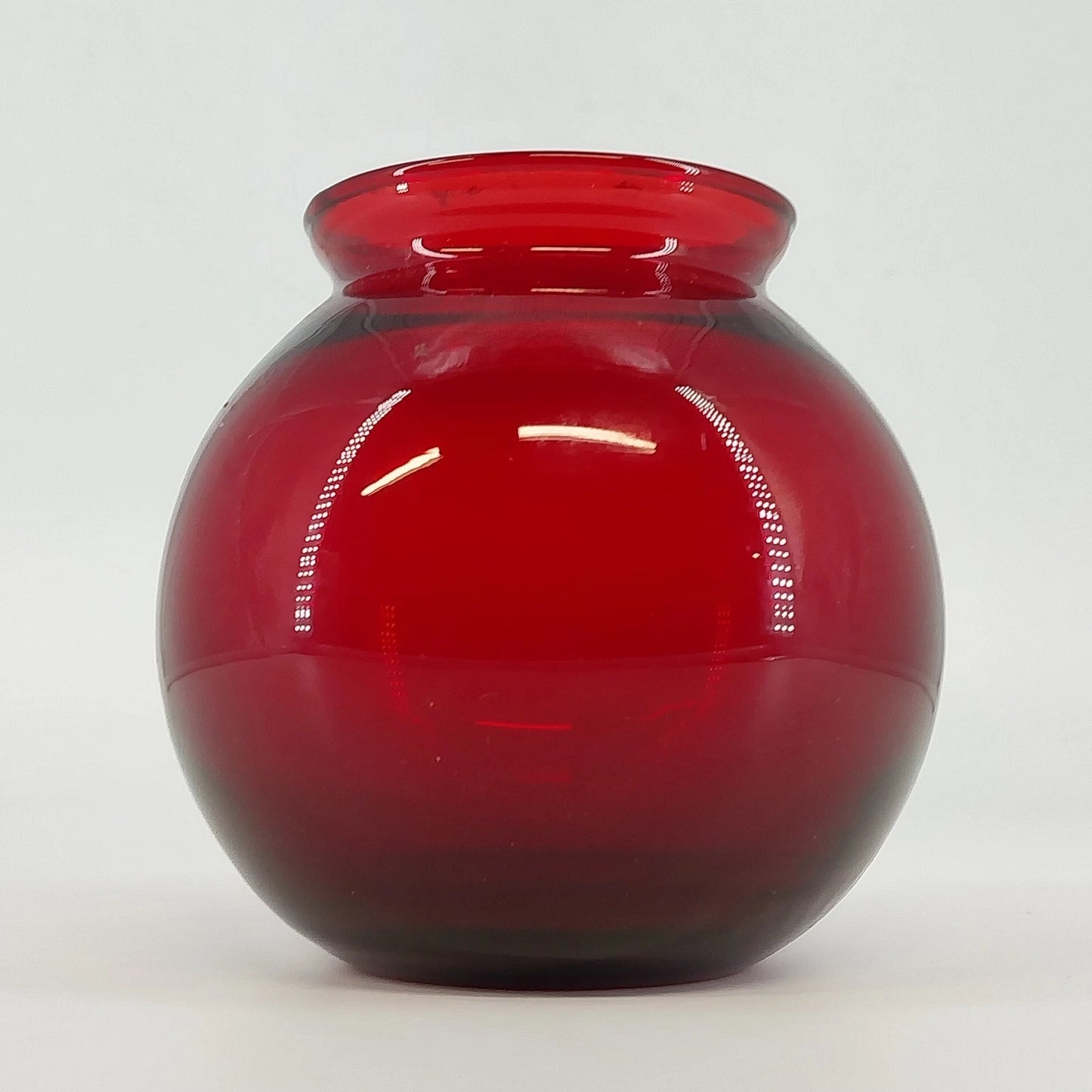 Anchor Hocking Royal Ruby Red Ivy Ball Vase 4" Round Solid Glass Decor Vtg USA